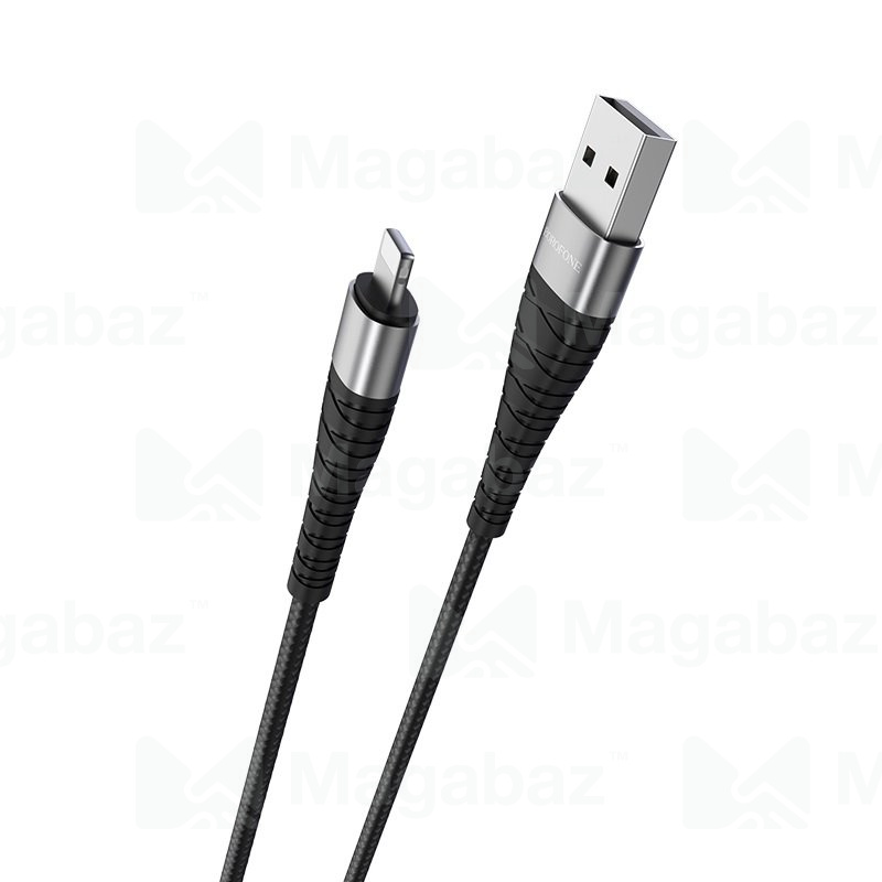 USB-кабель_Apple-- Lightning_Borofone_BX32_нейлоновая оплетка_алюминиевый сплав_черный_1м