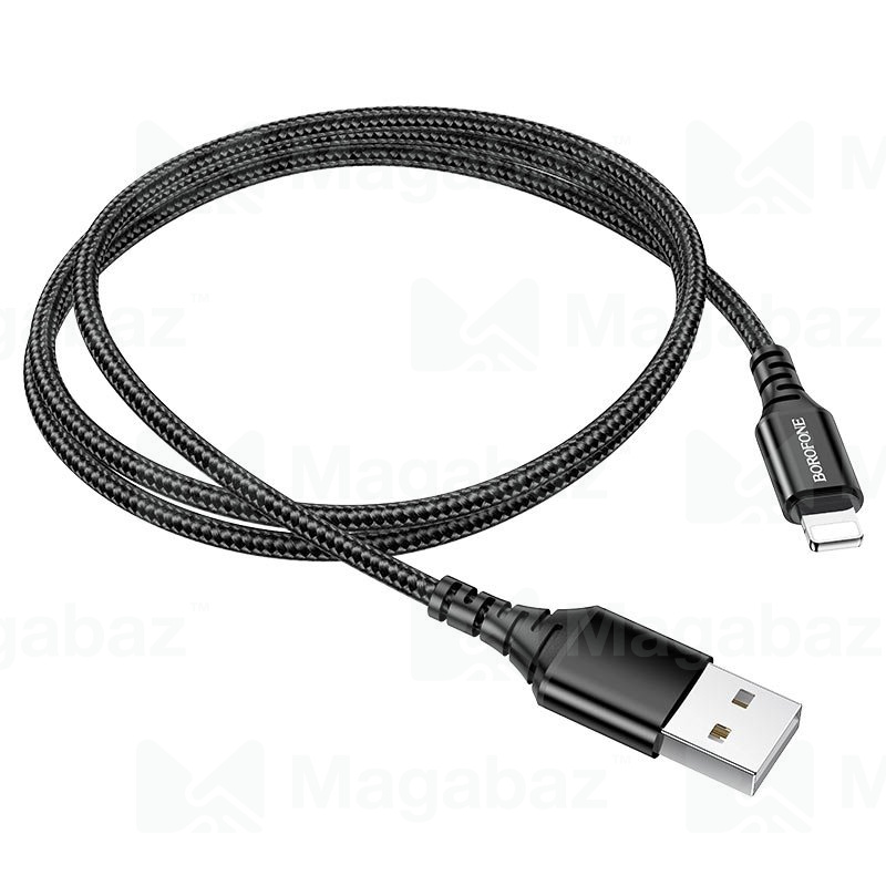 USB-кабель_Apple-- Lightning_Borofone_BX54_нейлоновая оплетка_алюминиевый сплав_черный_1м