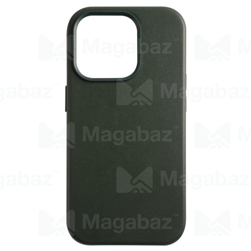 Накладка для_Apple-- iPhone 14 PRO Max_1.005_Red Line_MagSafe_кожаная_зеленый
