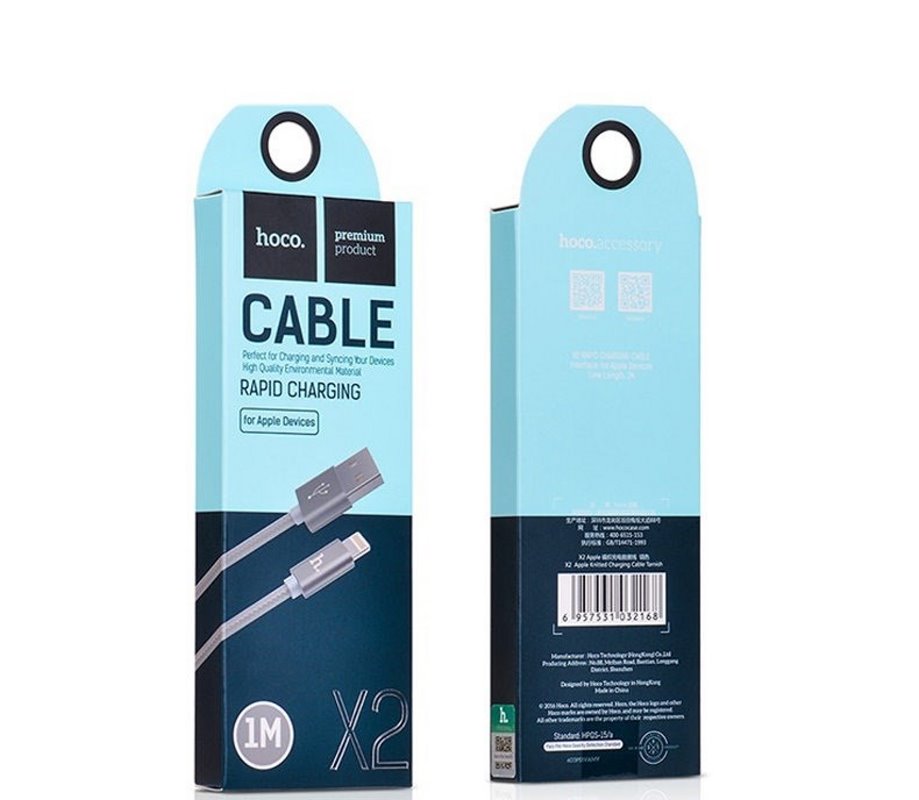 USB-кабель_Apple-- Lightning_HOCO_X2_в переплете_серый_1м