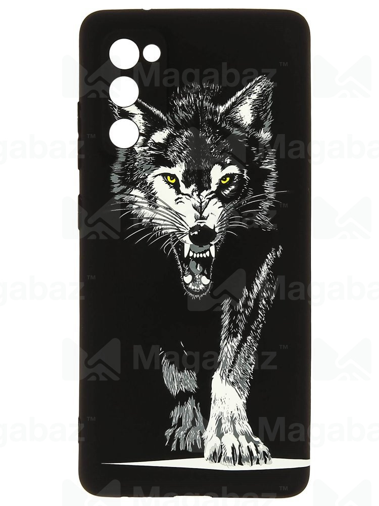 Накладка для_Samsung-- S20 FE_1.095-1_Helsen_с защитой КАМЕРЫ_животные_D9_волк серый