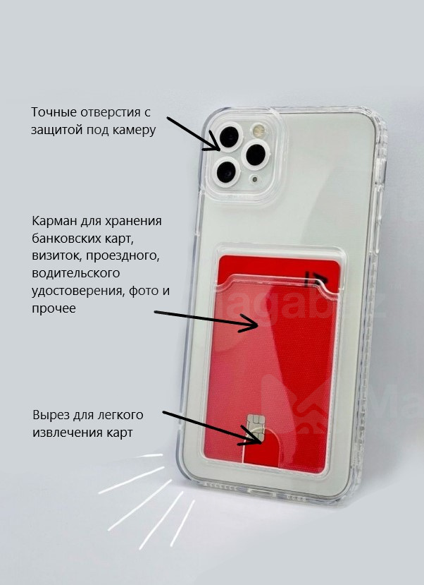 Накладка для_Apple-- iPhone 14_1.152_TPU 1,6 mm_с кардхолдером_с ЗАЩИТОЙ камеры_прозрачный