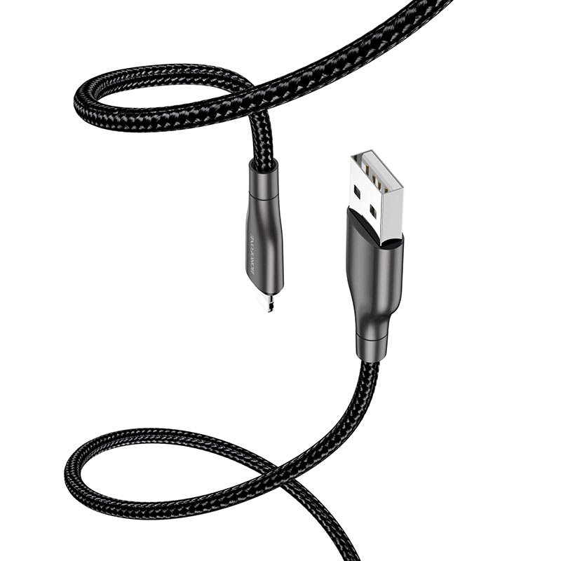 USB-кабель_Apple-- Lightning_Borofone_BX45_нейлоновая оплетка_цинковый сплав_черный_1м