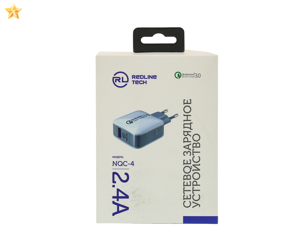 УЗУ блок-сеть_выход USB 2400 mA_Red Line_NQC-4_белый_QC
