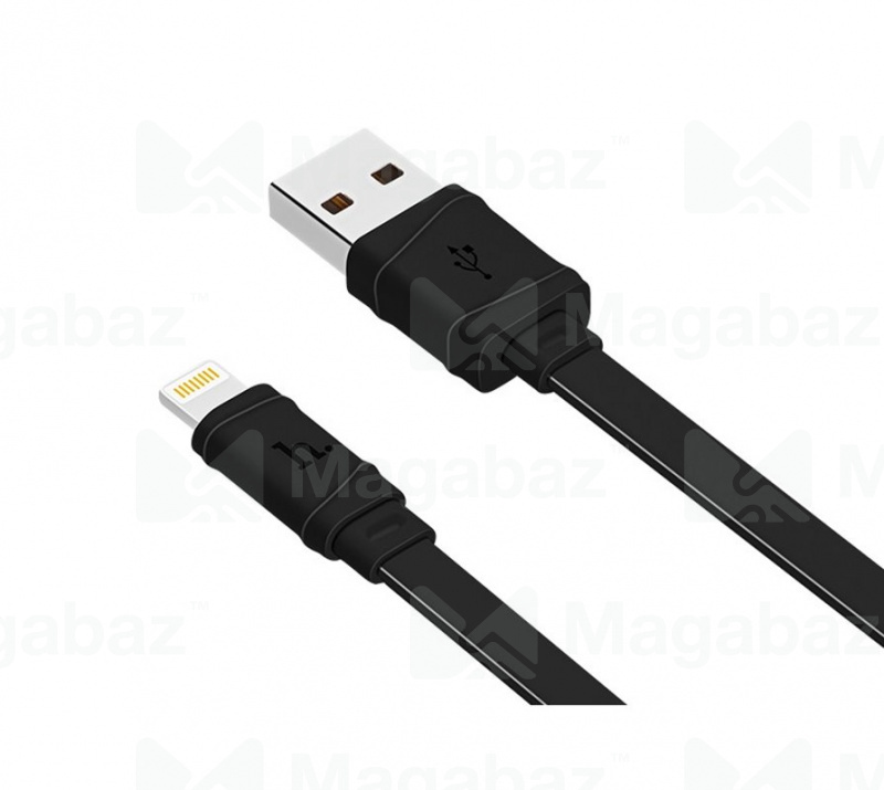 USB-кабель_Apple-- Lightning_HOCO_X5_TPU_плоский_черный_1м