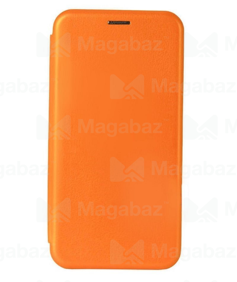 Чехол-книжка для_Samsung-- A13 4G_1.345_Fashion Case_на магнитах_с визитницей_оранжевый_тех.пак.