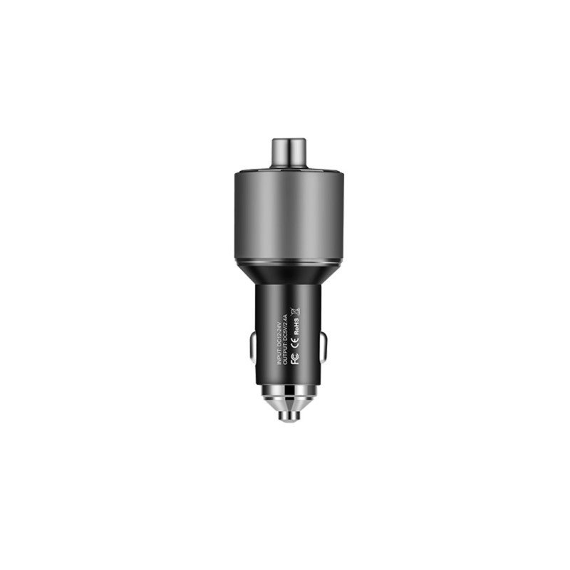УЗУ_Блок авто_c FM - трансмиттером_выходы USB 2400 mA/USB 2400 mA_цифровой диплей_HOCO_E19_черный - 
