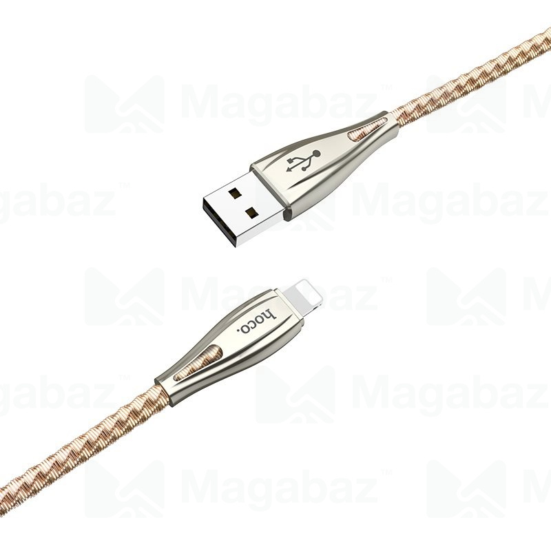 USB-кабель_Apple-- Lightning_HOCO_U56_в металическом переплете_золотой_1,2м