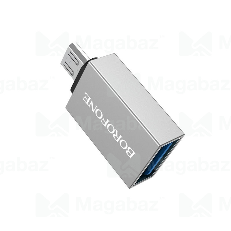 Переходник_OTG_Micro USB - USB(m)_Borofone_(BV2)_серебристый