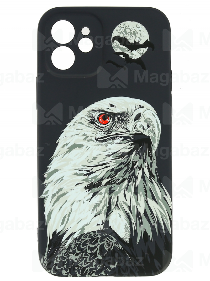 Накладка для_Apple-- iPhone 12_1.095-1_Luxo_с защитой КАМЕРЫ_животные_J73_орёл серый
