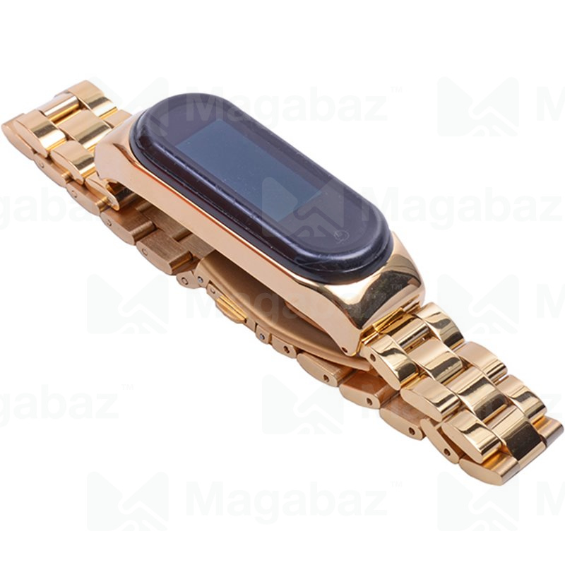 Браслет на руку для_Xiaomi-- Mi Band 4 * Mi Band 3_No Name_металлический_Вид №3_золотой_2