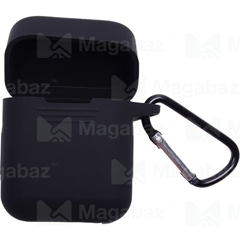 Чехол для наушников_Xiaomi-- AirDots PRO_No Name_TPU_с карабином_черный_7_тех.пак.