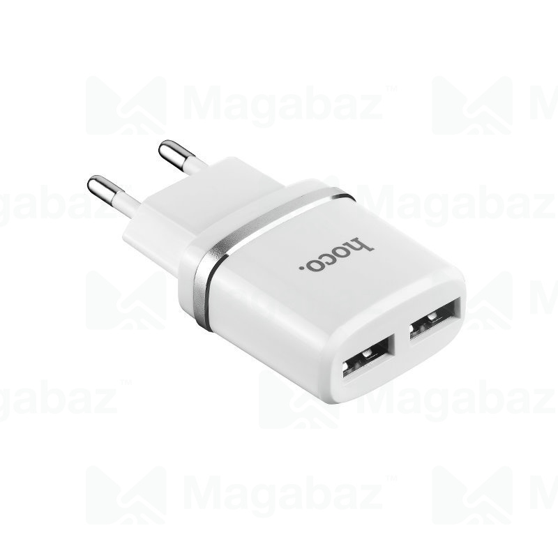 УЗУ блок-сеть_выходы USB 2400 mA/USB 2400 mA_HOCO_C12_белый