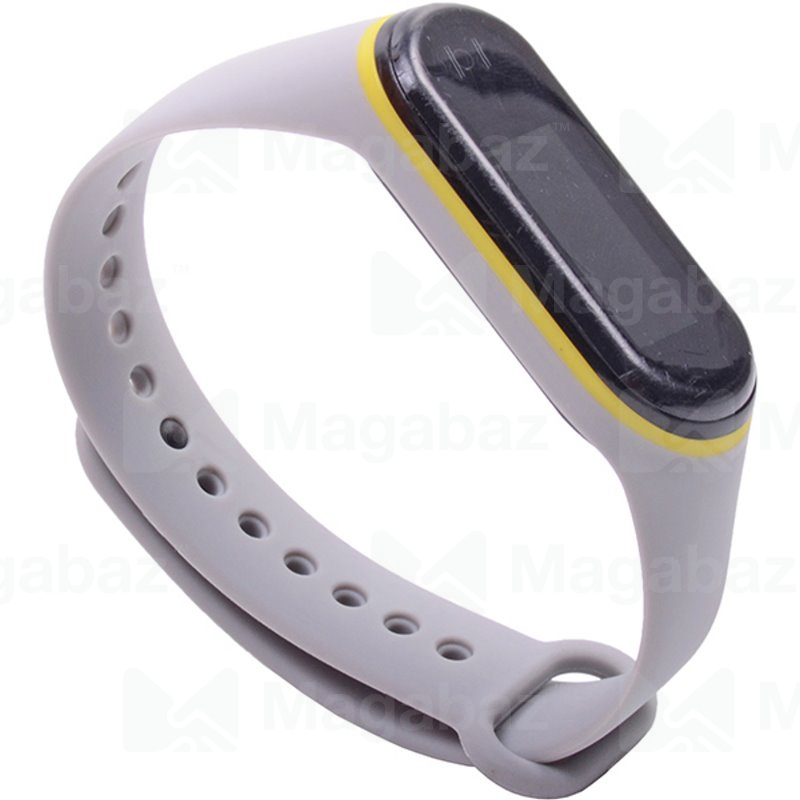 Ремешок на руку для_Xiaomi-- Mi Band 4 * Mi Band 3_No Name_TPU_Вид №1_серый-желто_15_тех.пак.