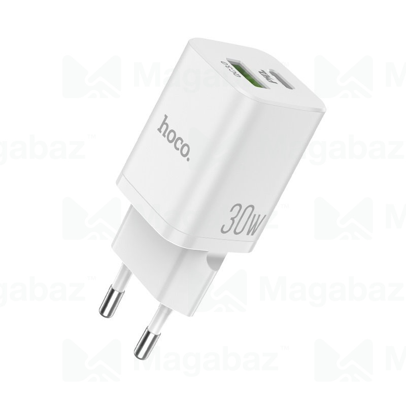 УЗУ блок-сеть_выходы USB Type-C 3000 mA/USB 3000 mA_HOCO_N13_белый
