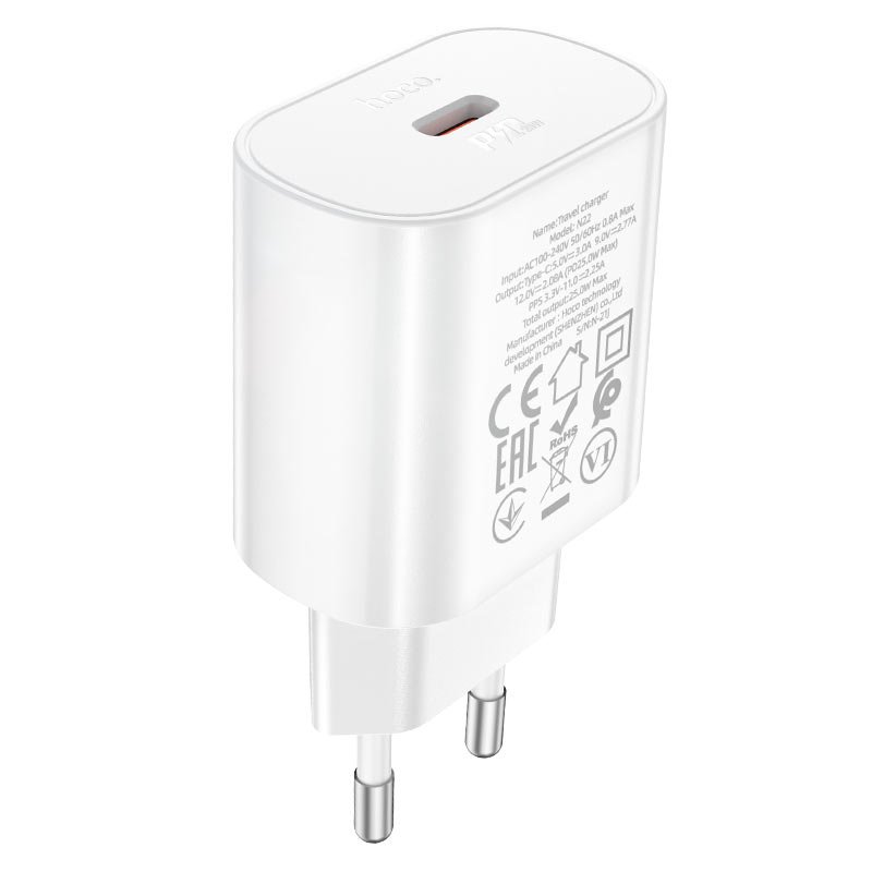 УЗУ блок-сеть_выход USB Type-C 3000 mA_HOCO_N22_PD25W_PD3.0_белый_QC3.0