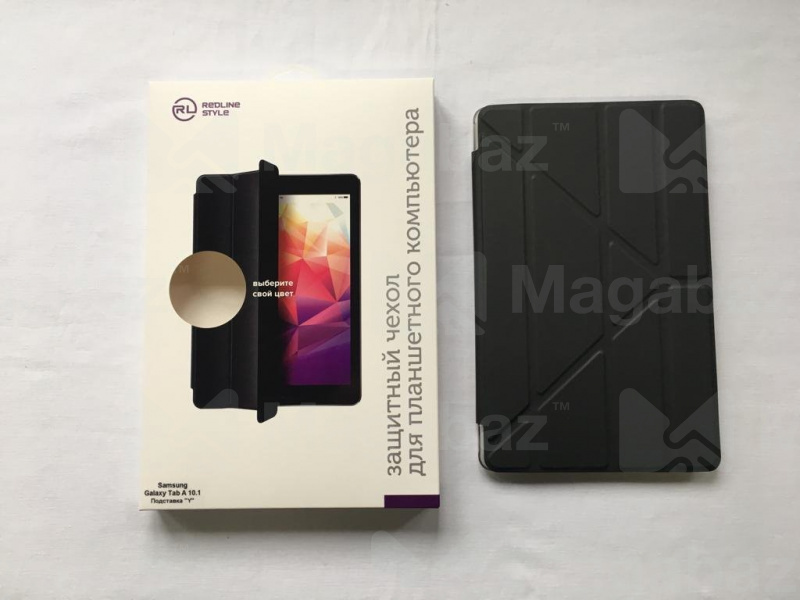 Чехол для планшета_Samsung-- Tab A 10.1/SM-T585_1.376_с подставкой Y_Sleep_черная задняя крышка_кожа