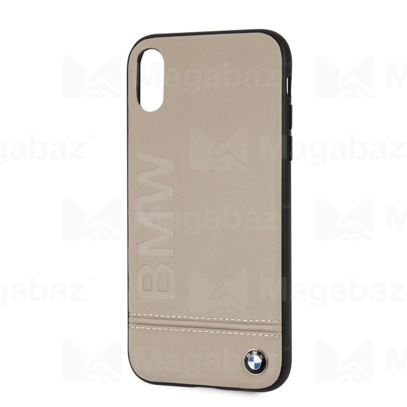 Накладка для_Apple-- iPhone Xr_1.020_CG - mobile_BMW_Leather_Signature Logo imprint Hard_темно-серая