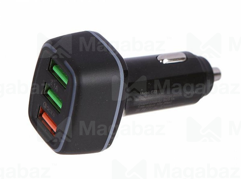 УЗУ_Блок авто_выходы USB 3100 mA/USB 3100 mA_Red Line_Tech_C23_черный