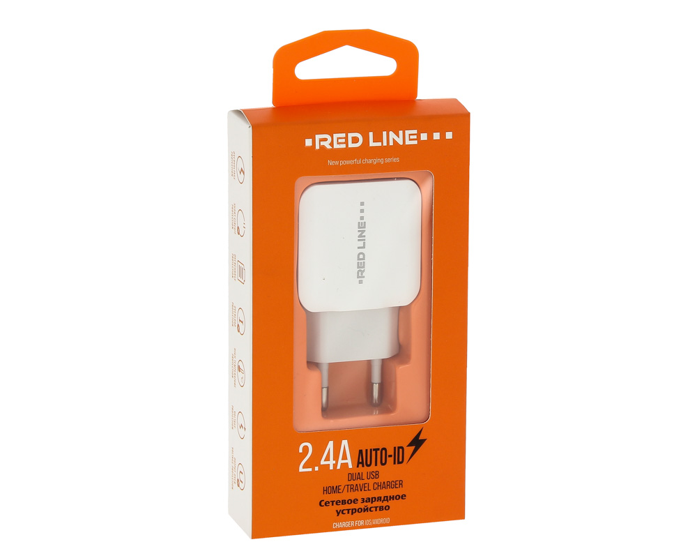УЗУ блок-сеть_выходы USB 2100 mA/USB 2100 mA_Red Line_Y2_белый