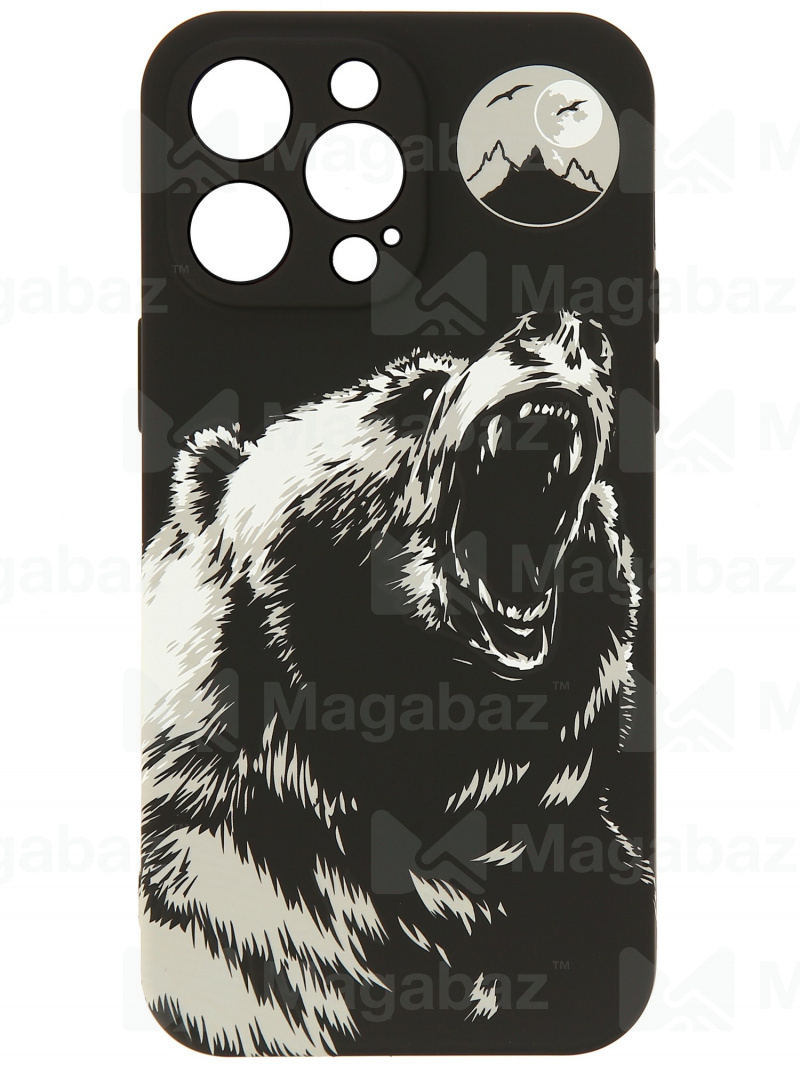 Накладка для_Apple-- iPhone 14 PRO Max_1.095-1_Helsen_с защитой КАМЕРЫ_животные_J204_медведь