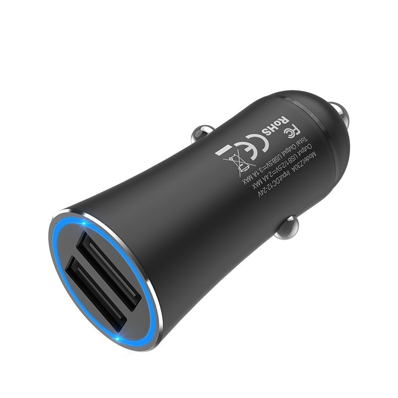 УЗУ_Блок авто_выходы USB 3100 mA/USB 3100 mA_HOCO_Z30A_черный