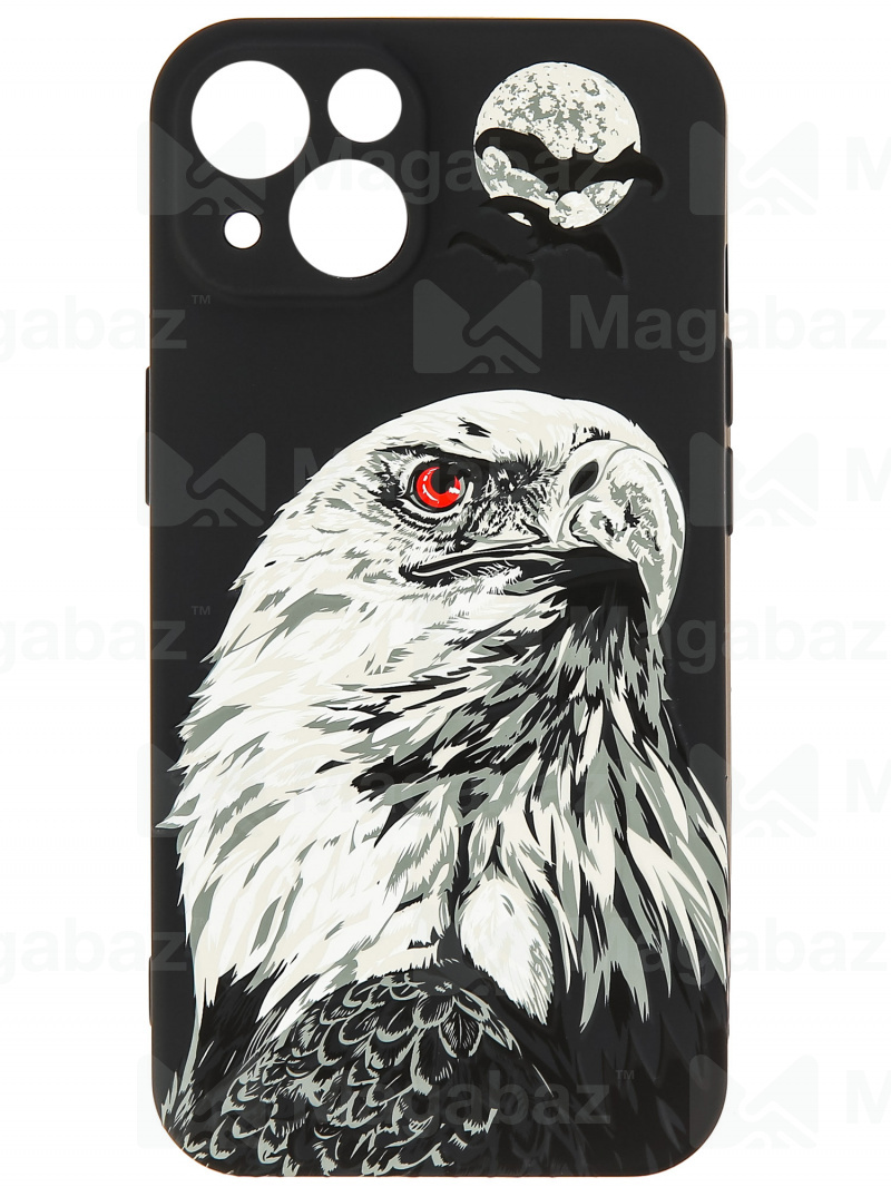 Накладка для_Apple-- iPhone 14_1.095-1_Helsen_с защитой КАМЕРЫ_животные_J73_орёл серый