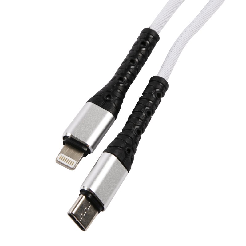 УЗУ блок-сеть_выход USB Type-C 3000 mA + usb кабель Lightning_тканевая оплетка_Red Line_PD1-5A_PD 25