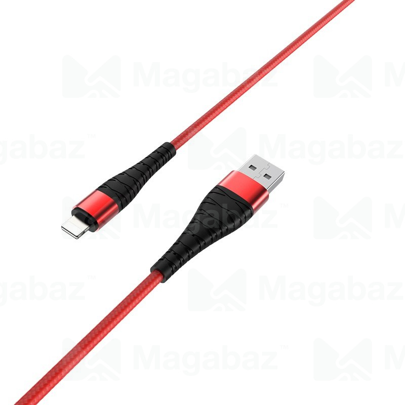USB-кабель_Apple-- Lightning_Borofone_BX32_нейлоновая оплетка_алюминиевый сплав_красный_1м