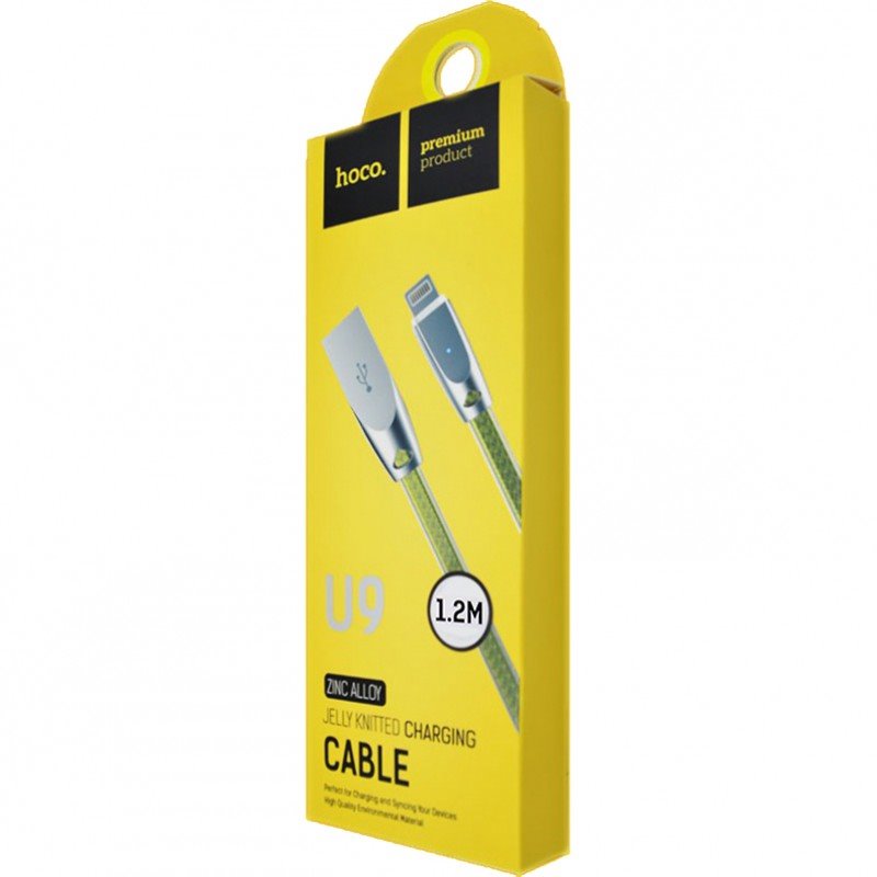 USB-кабель_Apple-- Lightning_HOCO_U9_силиконовый_плоский_с индикатором_золотой_1,2м