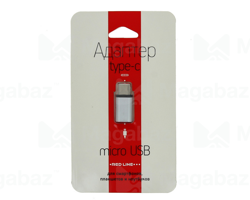 Переходник_micro usb - Type C_Red Line_серебристый