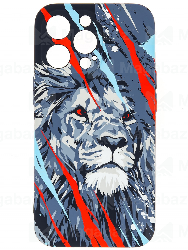 Накладка для_Apple-- iPhone 13 PRO_1.095-1_Helsen_с защитой КАМЕРЫ_животные_J201_лев
