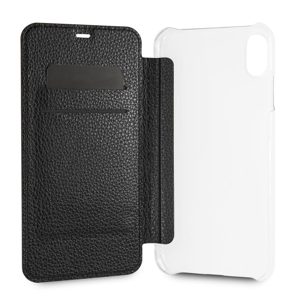 Чехол-книжка для_Apple-- iPhone Xs Max_1.305_Guess_TPU_с визитницей_Iridescent Booktype_черный