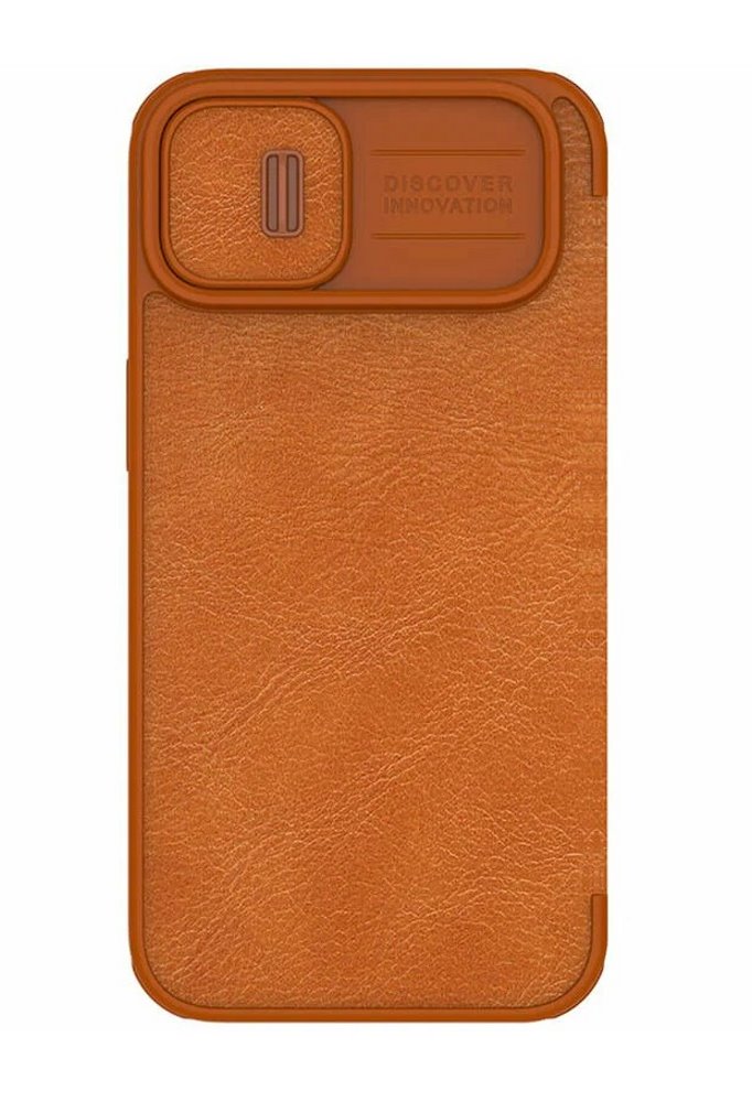 Чехол-книжка для_Apple-- iPhone 14 PRO_1.304_Nilkin_Slider камера_с визитницей_Brown