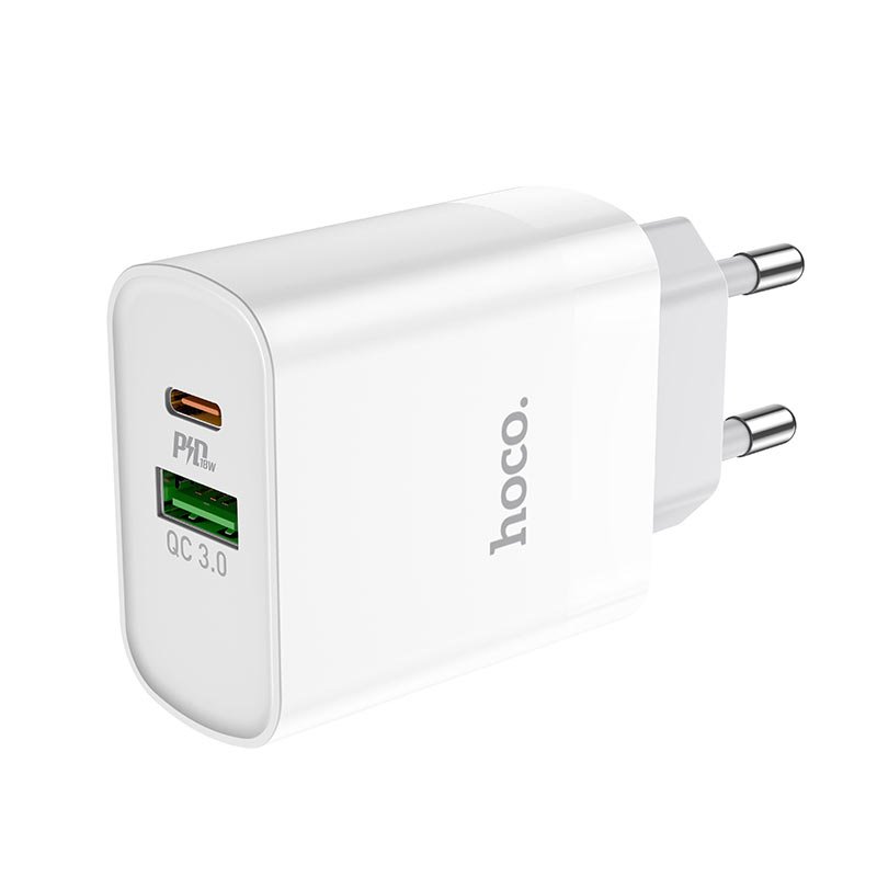 УЗУ блок-сеть_выходы USB Type-C 3000 mA/USB 3000 mA_HOCO_C80А_белый