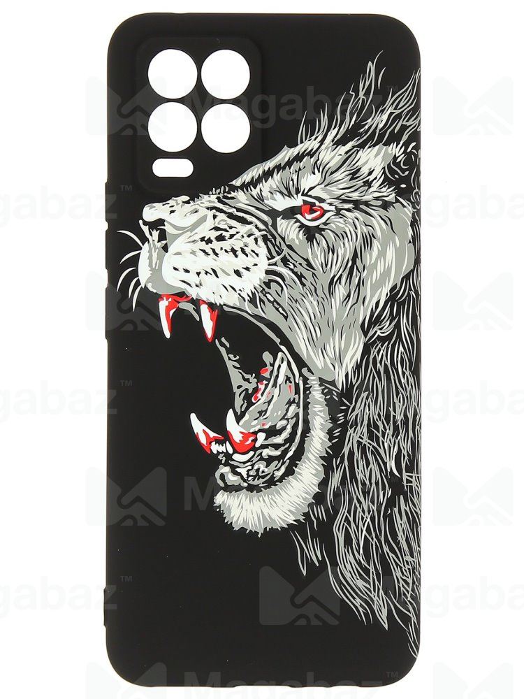 Накладка для_Realme-- 8 4G * 8 PRO_1.095-1_Helsen_с защитой КАМЕРЫ_животные_J70_лев оскал