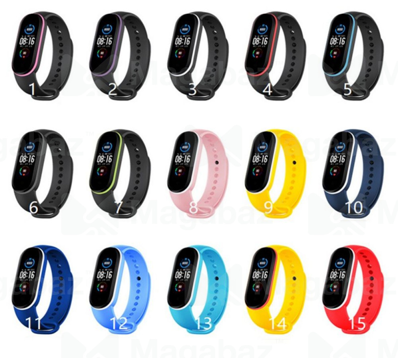 Ремешок на руку для_Xiaomi-- Mi Band 6 * Mi Band 5_No Name_TPU_Вид №1_черный-фиолетово_2_тех.пак.