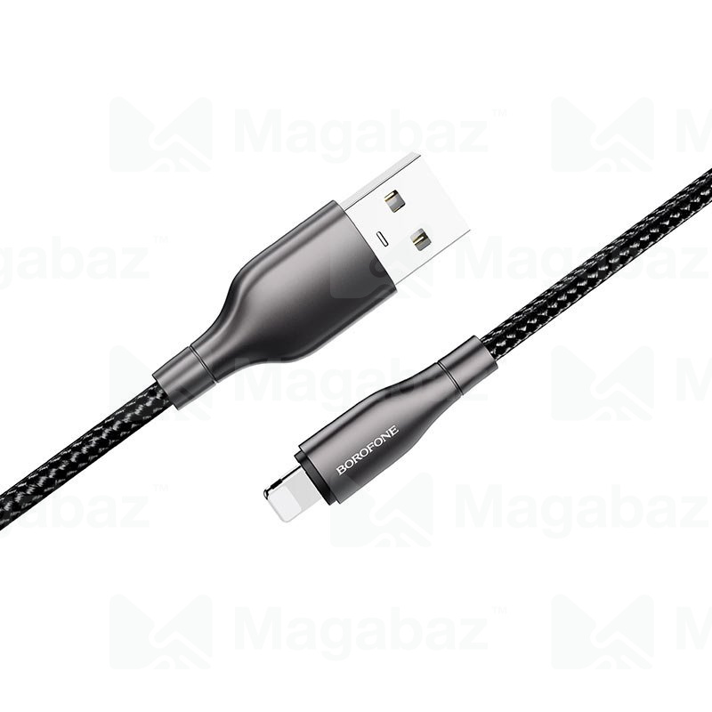 USB-кабель_Apple-- Lightning_Borofone_BX45_нейлоновая оплетка_цинковый сплав_черный_1м