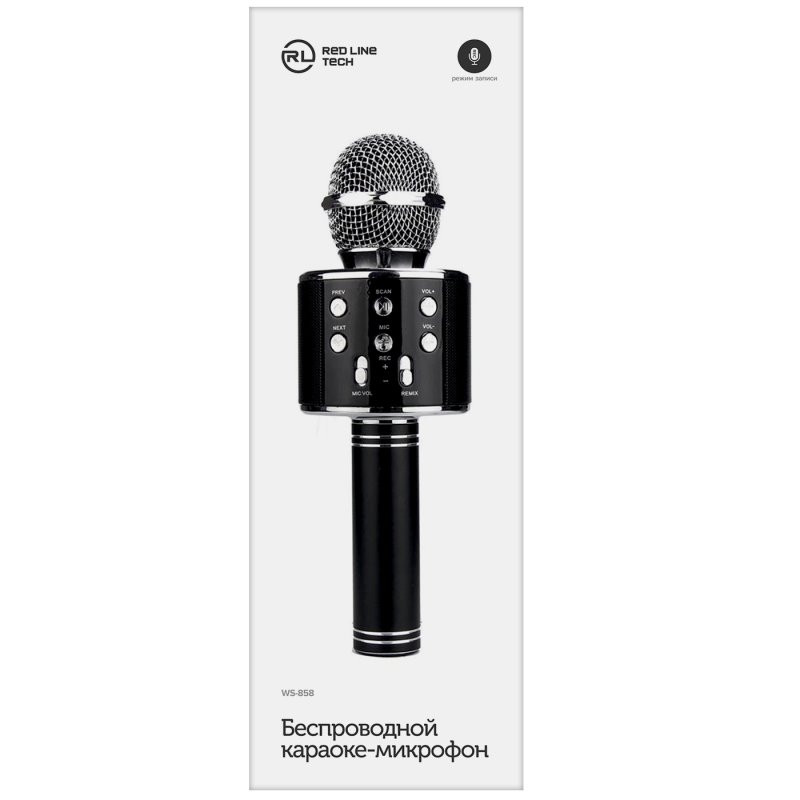 Микрофон + портативная колонка Bluetooth_Red Line_черный