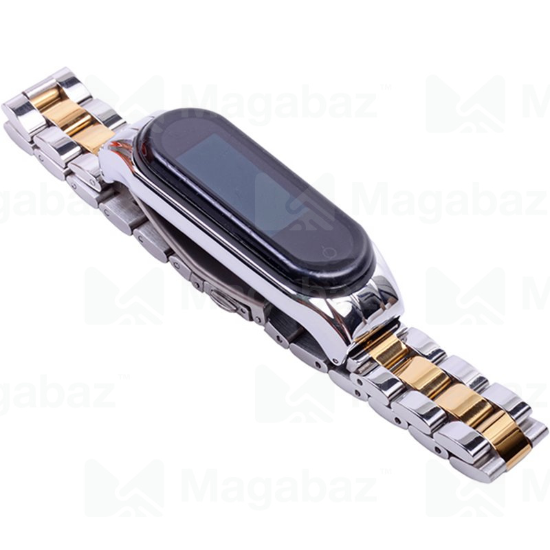 Браслет на руку для_Xiaomi-- Mi Band 4 * Mi Band 3_No Name_металлический_Вид №3_серебристо-золотой_7