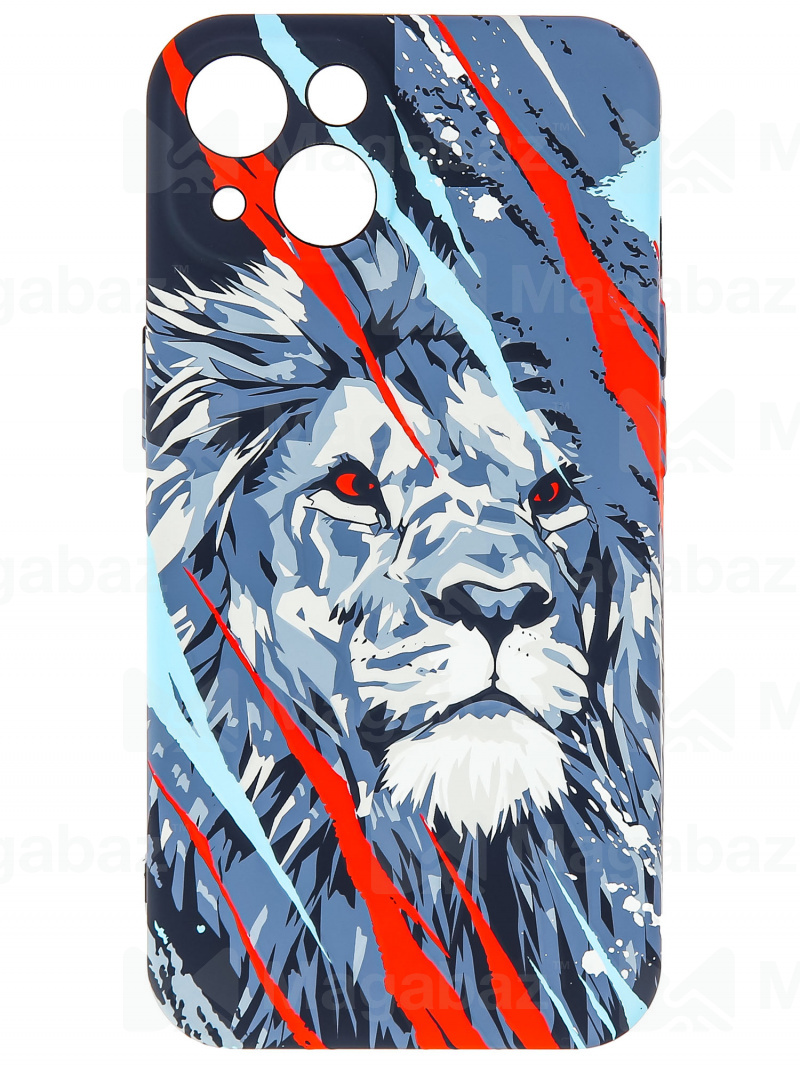 Накладка для_Apple-- iPhone 14_1.095-1_Helsen_с защитой КАМЕРЫ_животные_J201_лев