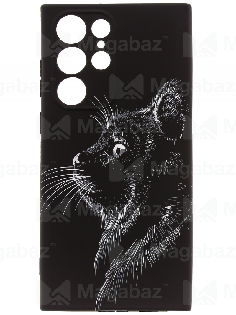 Накладка для_Samsung-- S22 Ultra_1.095-1_Helsen_с защитой КАМЕРЫ_животные_J71_кошка