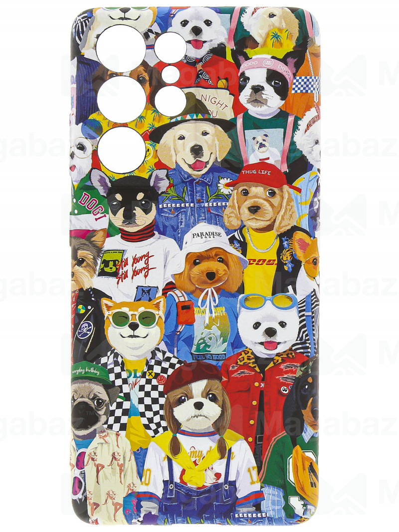 Накладка для_Samsung-- S21 Ultra_1.095-1_Helsen_с защитой КАМЕРЫ_мультяшки_L67_собачки 2
