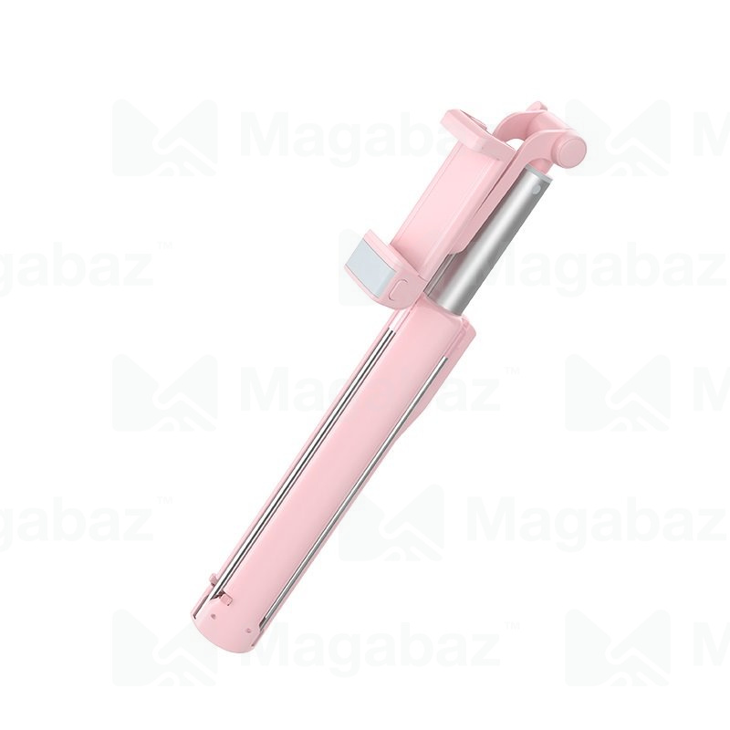 Монопод для селфи + штатив_HOCO_K10A_Bluetooth_алюминий_розовый_до 6.5"