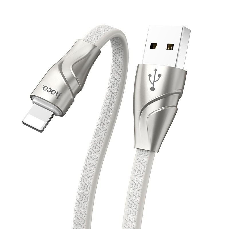 USB-кабель_Apple-- Lightning_HOCO_U57_TPU_плоский_белый_1,2м