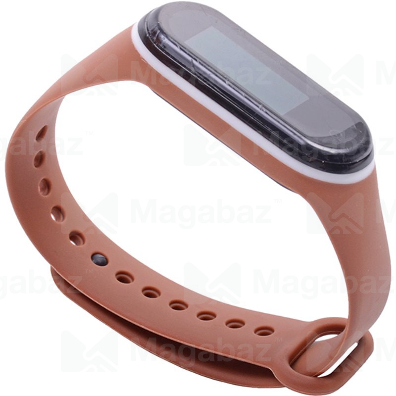 Ремешок на руку для_Xiaomi-- Mi Band 4 * Mi Band 3_No Name_TPU_Вид №1_коричневый-бело_2_тех.пак.
