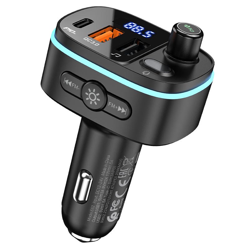 УЗУ_Блок авто_c FM - трансмиттером_выходы USB Type C 3000 mA/USB 3000 mA_цифровой диплей_кнопка отве