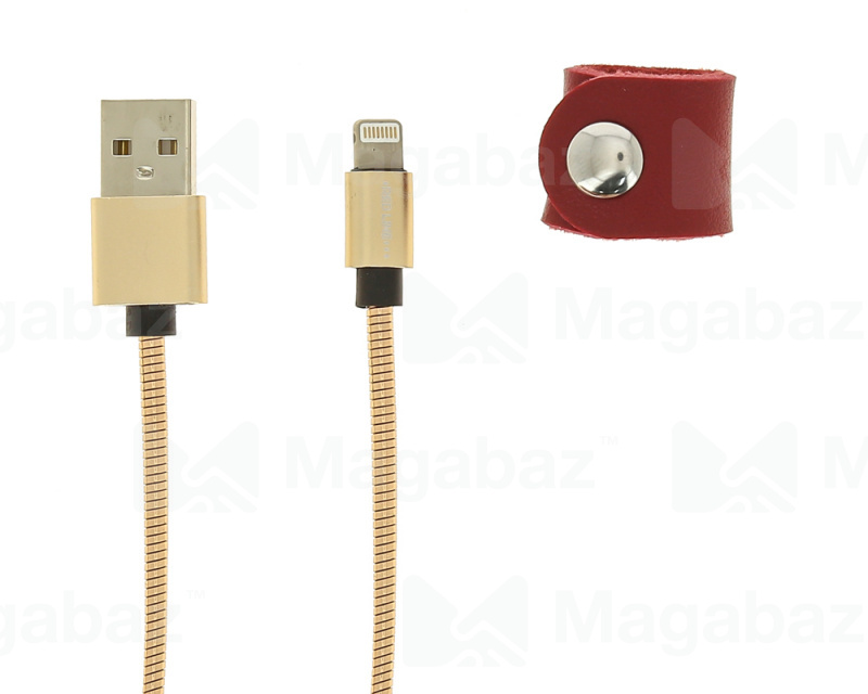 USB-кабель_Apple-- Lightning_Red Line_S7_металический переплёт_золотой_1м