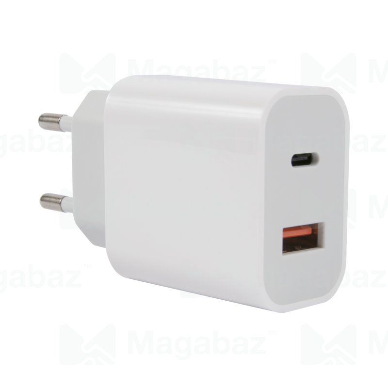 УЗУ блок-сеть_выходы USB Type-C 2400 mA/USB 3000 mA_Red Line_NQC-13_20W_белый_QC