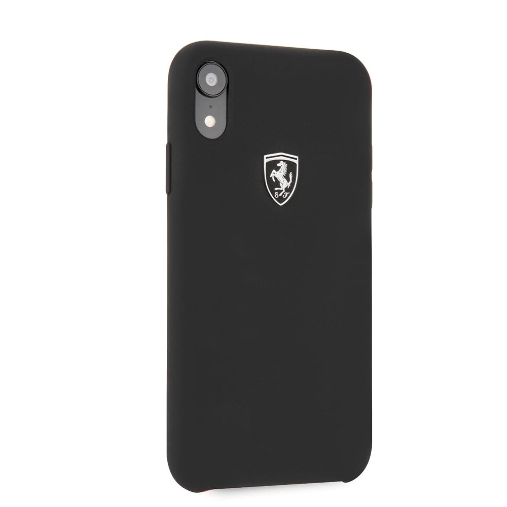 Накладка для_Apple-- iPhone Xr_1.020_CG - mobile_Ferrari_TPU_Silicone rubber Silver logo Hard_черный